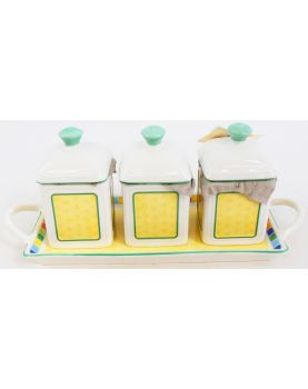 Série de 3 Pots à Epices VILLEROY ET BOCH Twist Alea avec Plateau