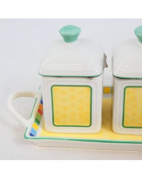 Set of 3 VILLEROY ET BOCH Twist Alea Spice Jars with Tray