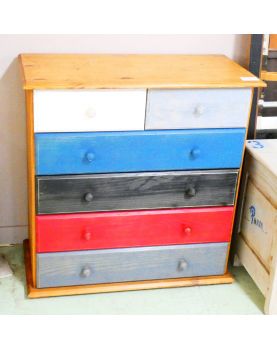 Commode Relookée avec 5 Tiroirs Colorés