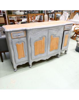 Enfilade Relookée Patinée Grise et Brut avec Clé