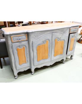 Enfilade Relookée Patinée Grise et Brut avec Clé