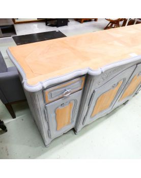 Enfilade Relookée Patinée Grise et Brut avec Clé