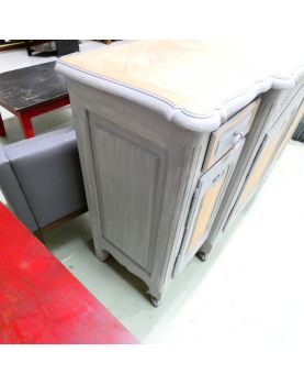 Enfilade Relookée Patinée Grise et Brut avec Clé