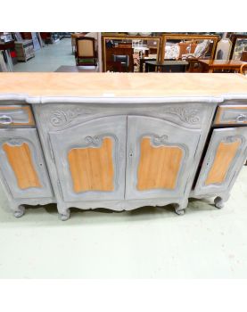 Enfilade Relookée Patinée Grise et Brut avec Clé