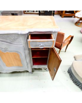 Enfilade Relookée Patinée Grise et Brut avec Clé