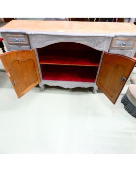 Enfilade Relookée Patinée Grise et Brut avec Clé