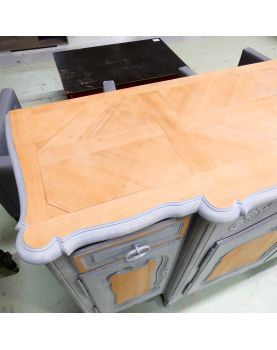 Enfilade Relookée Patinée Grise et Brut avec Clé