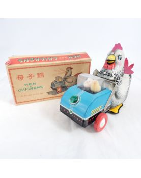 Game Hen & Chickens in his Box