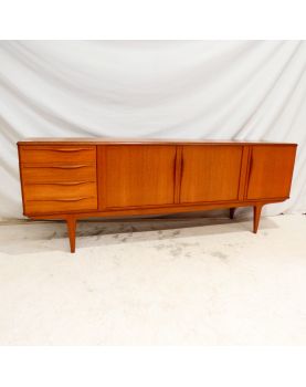 French Scandinavian Style Sideboard 3 Doors 1 Drawer and 1 Flap in Trompe l'Oeil in the Style of Johannes ANDERSEN