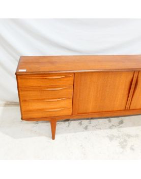 French Scandinavian Style Sideboard 3 Doors 1 Drawer and 1 Flap in Trompe l'Oeil in the Style of Johannes ANDERSEN