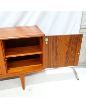 French Scandinavian Style Sideboard 3 Doors 1 Drawer and 1 Flap in Trompe l'Oeil in the Style of Johannes ANDERSEN