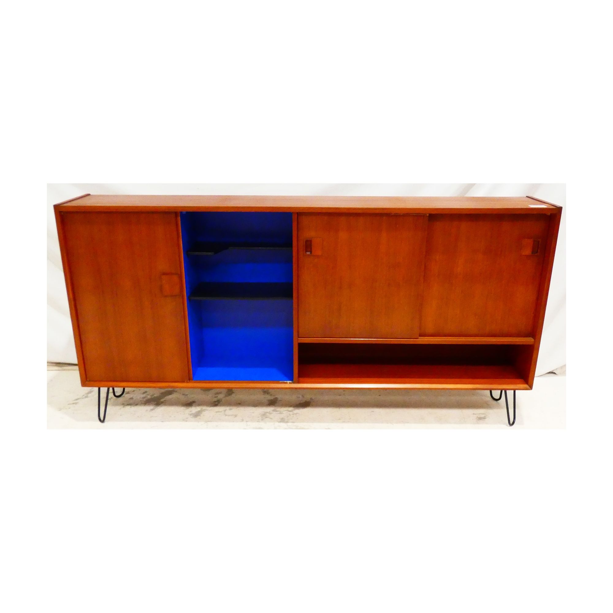 Bookcase 2 Doors Sliding with Transformed Interior Metal Feet Black Bookcase 2 Doors Sliding with Transformed Interior Metal Feet Black