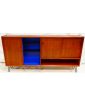 Bookcase 2 Doors Sliding with Transformed Interior Metal Feet Black