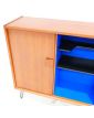 Bookcase 2 Doors Sliding with Transformed Interior Metal Feet Black