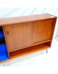 Bookcase 2 Doors Sliding with Transformed Interior Metal Feet Black