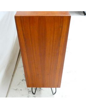 Bookcase 2 Doors Sliding with Transformed Interior Metal Feet Black