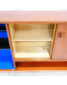 Bookcase 2 Doors Sliding with Transformed Interior Metal Feet Black