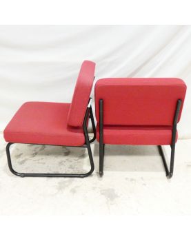 Paire de Chauffeuses Tissu Framboise Assise Tubulaire