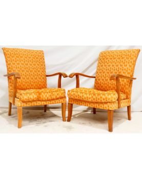 Paire de Fauteuils Tissu Orange PARKER KNOLL