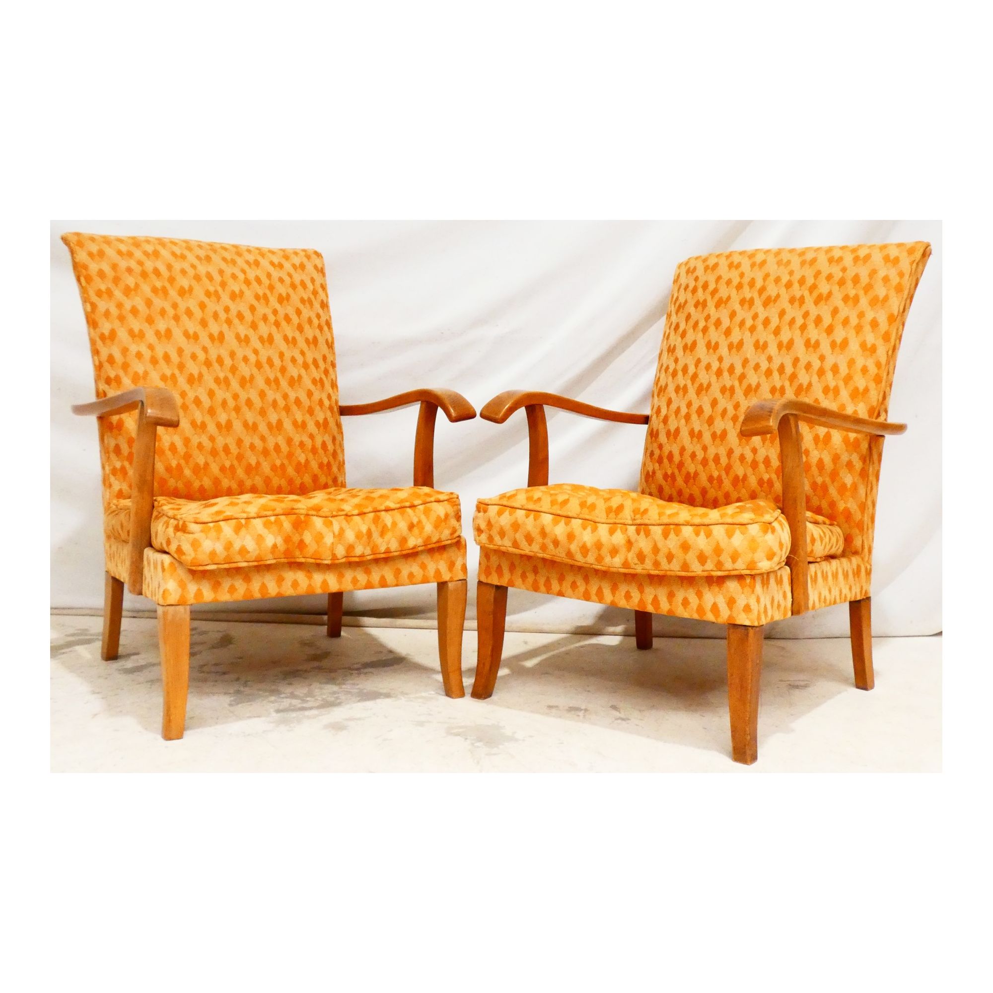 Paire de Fauteuils Tissu Orange PARKER KNOLL Paire de Fauteuils Tissu Orange PARKER KNOLL