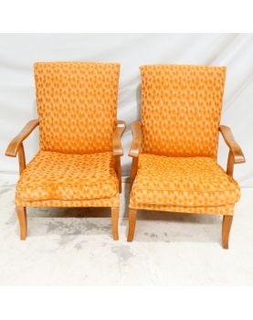 Paire de Fauteuils Tissu Orange PARKER KNOLL