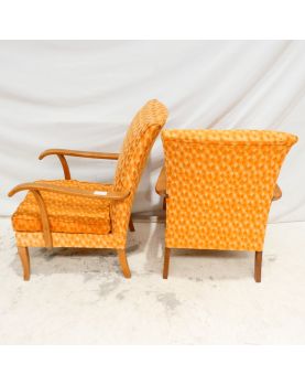 Paire de Fauteuils Tissu Orange PARKER KNOLL