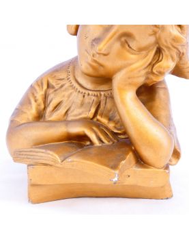 Golden Bust of a Little Girl Reading