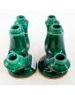 Pair of Green Earthenware Candlesticks