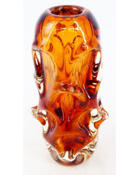 Vase en Verre Pressé Couleur Ambre