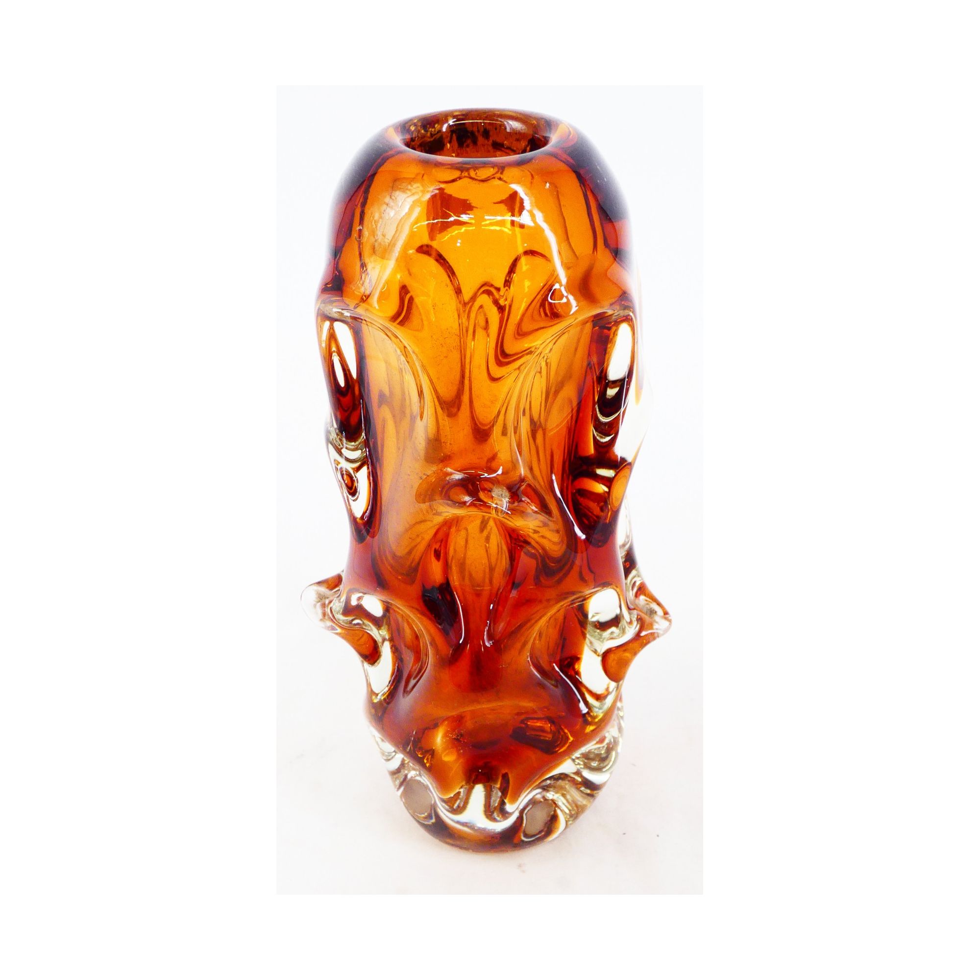 Vase en Verre Pressé Couleur Ambre Vase en Verre Pressé Couleur Ambre
