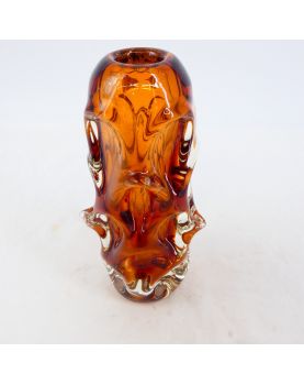 Vase en Verre Pressé Couleur Ambre