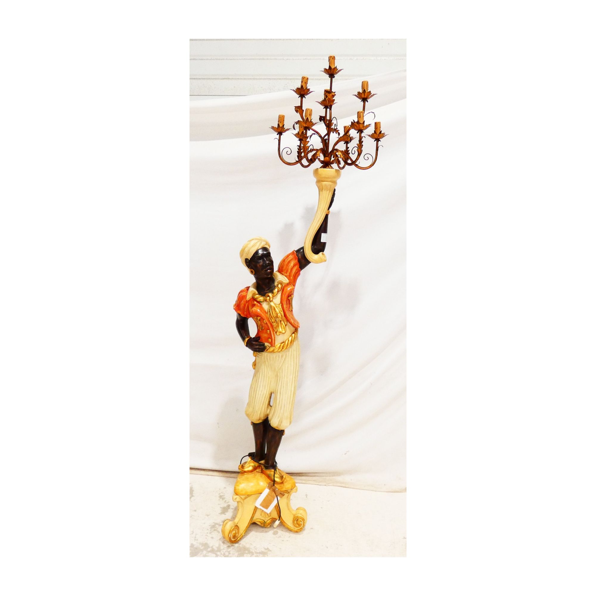 Grand Sujet Polychrome Torchère 10 Lampes Grand Sujet Polychrome Torchère 10 Lampes