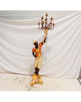 Grand Sujet Polychrome Torchère 10 Lampes