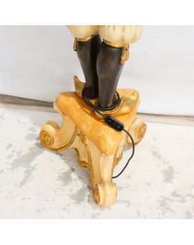 Grand Sujet Polychrome Torchère 10 Lampes