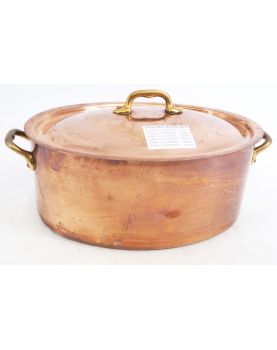 Oval Tinned Copper Casserole Dish