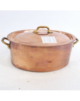 Oval Tinned Copper Casserole Dish