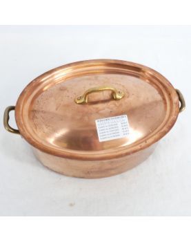 Oval Tinned Copper Casserole Dish