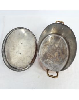 Oval Tinned Copper Casserole Dish