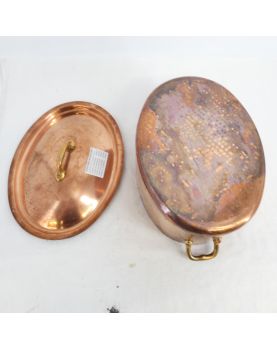 Oval Tinned Copper Casserole Dish