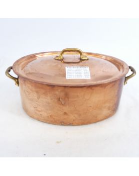 Oval Tinned Copper Casserole Dish