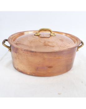 Oval Tinned Copper Casserole Dish