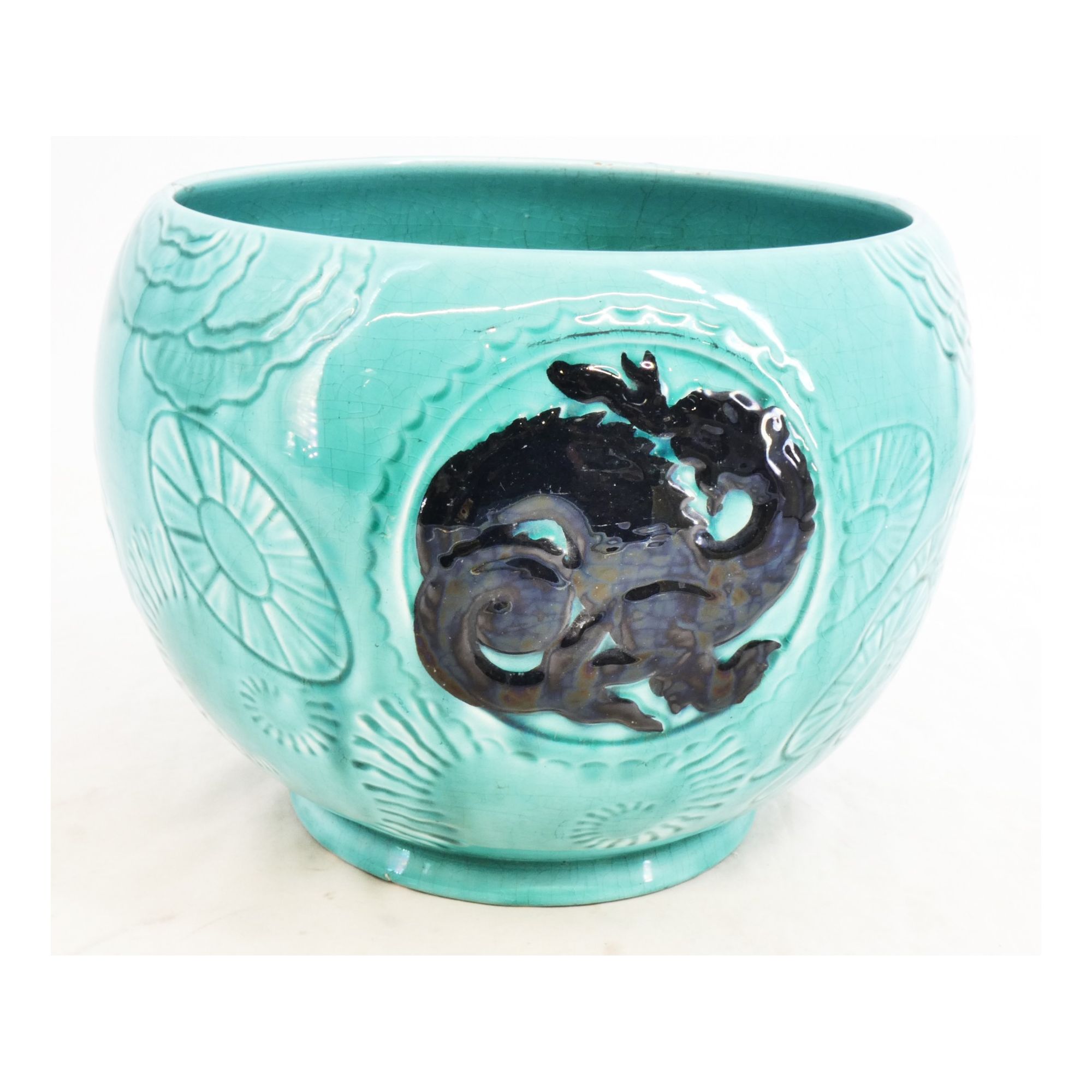 Orchies Earthenware Planter with Dragon Decor Orchies Earthenware Planter with Dragon Decor
