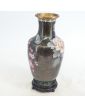 Asian Cloisonné Vase with Wooden Stand
