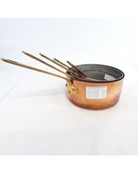 Set of 5 Copper Pans with Brass Handles