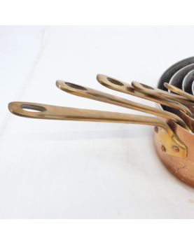 Set of 5 Copper Pans with Brass Handles