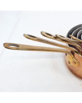 Set of 5 Copper Pans with Brass Handles