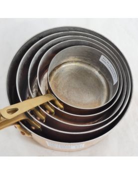 Set of 5 Copper Pans with Brass Handles
