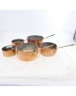Set of 5 Copper Pans with Brass Handles