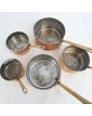 Set of 5 Copper Pans with Brass Handles