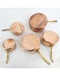 Set of 5 Copper Pans with Brass Handles
